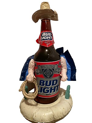 #ad Vintage Bud Light Rodeo Blow Up Inflatable Man Cave Retro Bud Light Bottle Decor