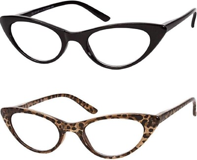 #ad Set 2 Cateye Vintage Look Reading Glasses Readers Black Tortoise $11.39