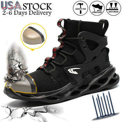 #ad Safety Shoes for Man Steel Toe Work Boots Puncture Proof Slip Resistant Siza10.5