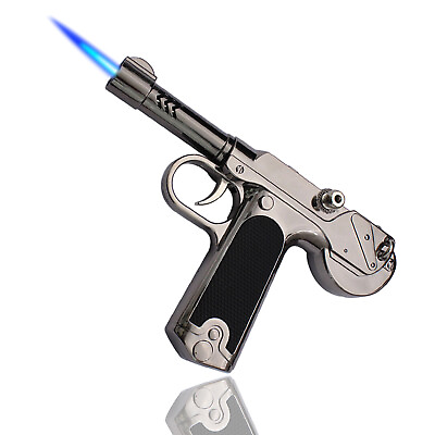 #ad Pistol Shaped Gun Lighter Fireplace Butane Torch Lighter Windproof Refillable