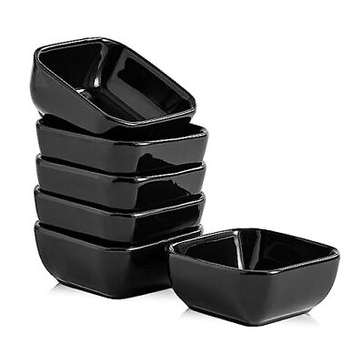 #ad Ceramic Dipping Bowls Set of 63 Ounce Porcelain Small Mini Bowl Square Black