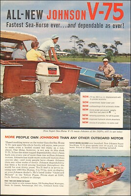 #ad Vintage ad for Johnson V 75 retro boats motors Outboard Motor 042720