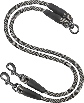 #ad Double Dog Leash Coupler Tandem Leash for Two Dogs No Tangle 360° Swivel Rotat