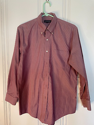 #ad Mens Long Sleeved Land#x27;s End Red Button Down Oxford Medium