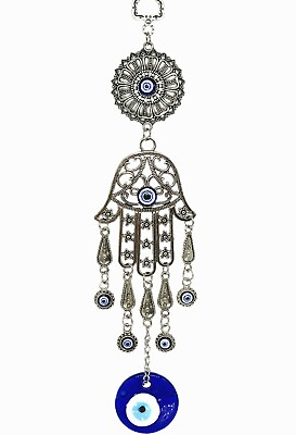 #ad Turkish Blue Evil Eye Hamsa Hand Wall Hanging Amulet Blessing Gift CL3