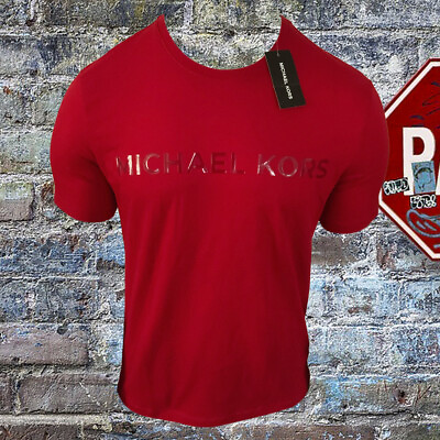 #ad NWT MICHAEL KORS MEN#x27;S RED CREW NECK SHORT SLEEVE T SHIRT SIZE S M L MSRP $58.99
