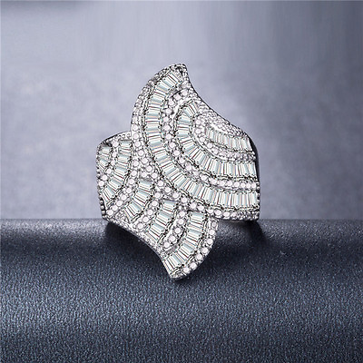 #ad Luxury Cubic Zircon 925 Silver Filled Rings Creative Women Wedding Ring Sz 6 10 $9.09