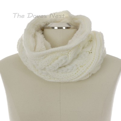 #ad SONOMA Women#x27;s IVORY amp; SILVER METALLIC Winter COWL SCARF with FAUX FUR LINING