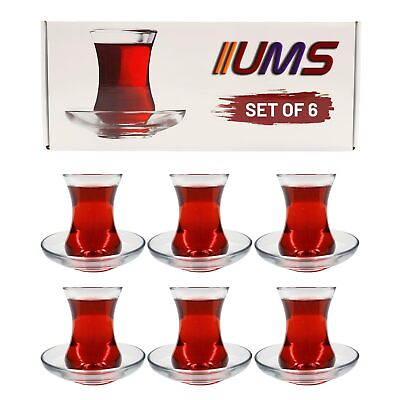 #ad Turkish Tea Glass Set Slim Waist Design and Thick Sole Prevent Tea From Get...
