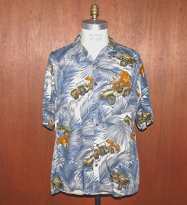 #ad Vtg Tori Richard Men#x27;s XL Lion Safari Hawaiian Shirt 100% Rayon Africa