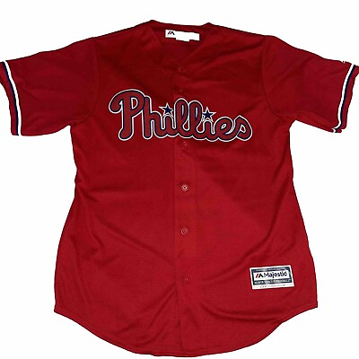 #ad Philadelphia Phillies Majestic Red Jersey Size Medium Blank Back Cool Base MLB