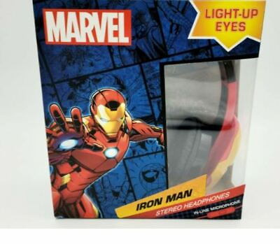 #ad Marvel Iron Man Stereo Headphones with Mic amp; Light Up Eyes BRAND NEW