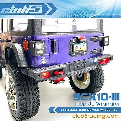 #ad Scale Jeep Rear Bumper w LED 6V for Axial SCX10 III JL Wrangler