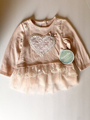 #ad New Nannette Baby Girl Sz 12M Short Dress or Top Light Pink Gorgeous Appliqué