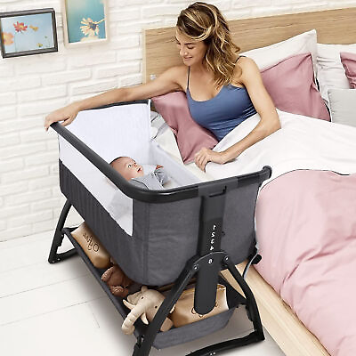 #ad Baby Bedside Sleeper Bassinet Bed 3 in 1 Safety Crib Newborns Side Sleep NEW