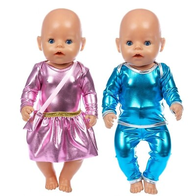#ad Doll Clothes Futuristic Shiny Outfits Fit 43cm Baby Doll 17 Inch Reborn Pink New
