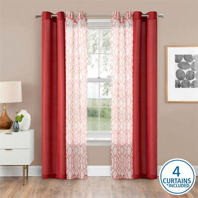 #ad Kingswood 4 Piece Curtain Set 27.5x84 in Red