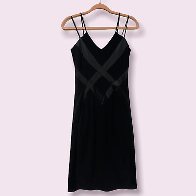#ad White House Black Market Little Black Dress Size XS Sleeveless Satin Trim $149