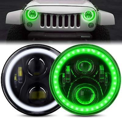 #ad 7 Inch round LED Halo Headlights 60W round Headlamp with Daytime Running Light D