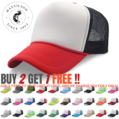 #ad Trucker Hat Mesh Foam Cap Snapback Baseball Caps Adjustable Men Women Hats