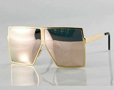 #ad Pink Mirror Lens Reflective Shiny Modern Eye Glasses Sunglasses Rapper Fashion