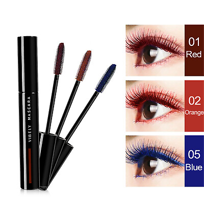 #ad Eye Lashes Makeup Waterproof Long Eyelash Black Silicone Brush Colored Mascara