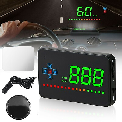 #ad Car Digital HUD GPS Speedometer Head Up Display Overspeed MPH KMH Warning Alarm