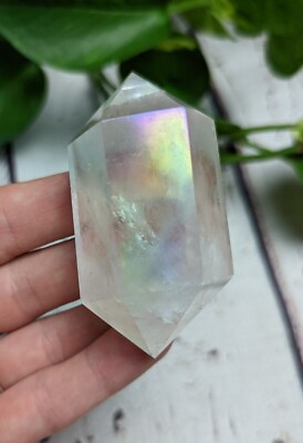 #ad 2.6quot; ANGEL AURA Double Terminated Quartz Point 0314 Crystal Reiki Charged 3.3oz