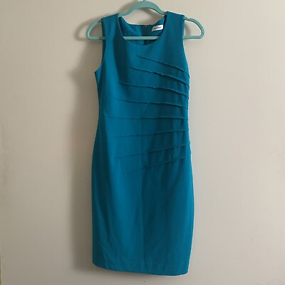 #ad Calvin Klein Women’s Turquoise Dress Size 4 Invisible Zipper Lined