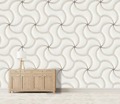 #ad 3D White Wall ZHU077 Texture Tiles Marble Wallpaper Wall Mural Removable Zoe