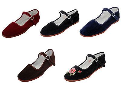 #ad New Womens Velvet Mary Jane Shoes Flat Slip On Ballet Sandals Colors Sizes 5 11