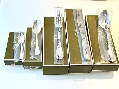 #ad CHRISTOFLE PERLES SILVER PLATED FLATWARE SET 65 PCS 12 PEOPLE *NEW*