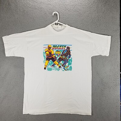 #ad Vintage Hockey Shirt Men XXXL White Power Play 1992 Graphic Tee 3XL