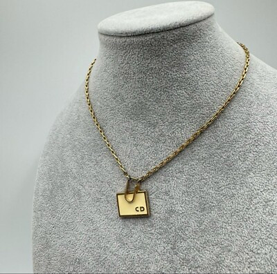#ad Genuine Christian Dior Necklace Rare Vintage Letter Memo Gold Japan 1218 50 2 $66.00