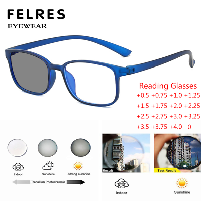 #ad Men Square Screwless Photochromic Presbyopic Glasses Outdoor Classic Sunglasses