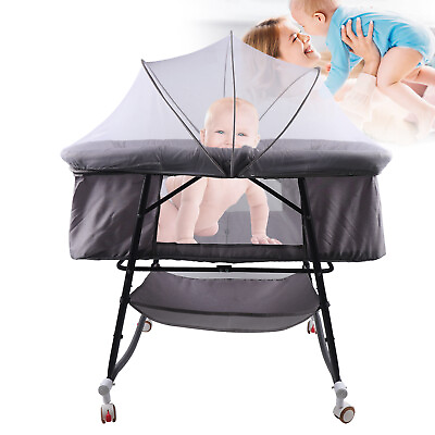 #ad Portable Folding Baby Bed Side Sleeper Infant Travel Crib Mosquito Net Cot