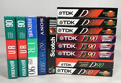 #ad Mixed Lot of 13 New Audio Cassette Tapes Normal Bias TDK Maxell Scotch Sony