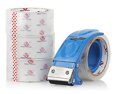 #ad BOMEI PACK Heavy Duty Packing Tape with Dispenser Crystal Super Clear 2.3 mi...