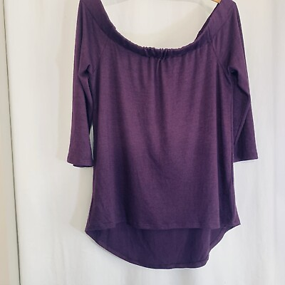 #ad NWT Market amp; Spruce Durness Off the Shoulder Up Down Hem Purple Knit Top Size Lg