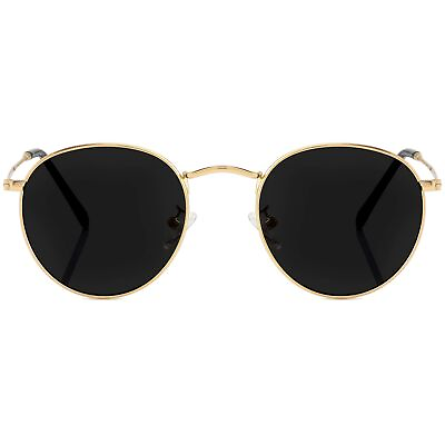 #ad Small Round Metal Polarized Sunglasses for Men Women Mirrored Lens Classic Ci...