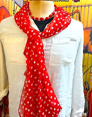 #ad Holiday Scarf Collection 60x30 Poly Red Polka Dot Free Buckle