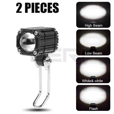 #ad 1pcs Motorcycle LED Headlight Bike Head lamp Driving Lamp Hi Lo Beam WhiteWhite