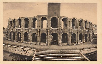 #ad Postcard France Arles Arena Roman Amphitheater Exterior Tourist Attraction