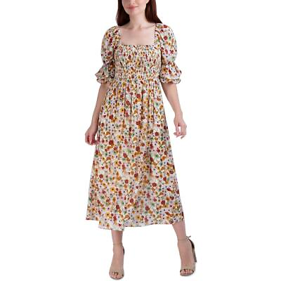 #ad BCBGeneration Womens Smocked Long Floral Midi Dress BHFO 6513