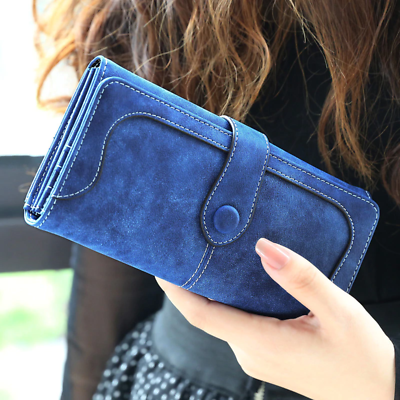 #ad Woman Long Wallet Suede Leather Coin Money Purse Card Holder Clutch Handbag US $11.89
