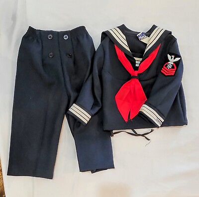#ad 1960s Vintage R Gee Originals USA 2 Piece Sailor Navy Nautical Outfit Size 2T