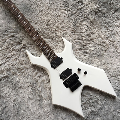 #ad BC Warlock Extreme Electric Guitar White Body FR Bridge Black Parts 2H Pickups
