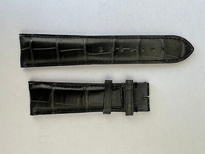 #ad Authentic NEW UNWORN Vulcain Black aligator leather strap 24mm