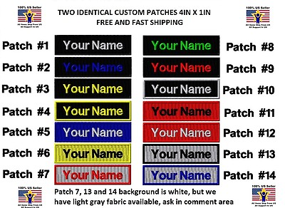 #ad TWO IDENTICAL 4X1 SIZE Custom Embroidered NAME TAG quot;Iron onquot;