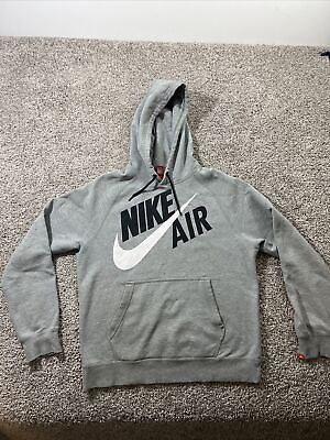 #ad Nike Air Spell Out Sweatshirt Hoodie Gray Size Medium Front Pocket